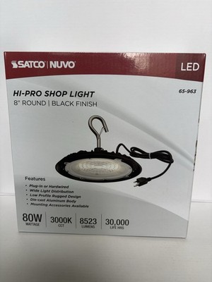 Satco Nuvo LED Hi-Pro Shop Light 8in Round Black Finish 65-963