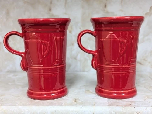 HLC Fiesta Tall Cafe Cappuccino Latte Mugs Red Set of 2 Retired