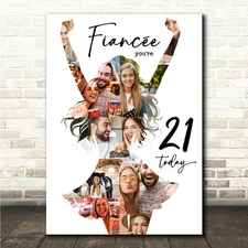 Photo Collage 21st Birthday Custom Gift For Fianc�e 9-Photo Print Or Canvas