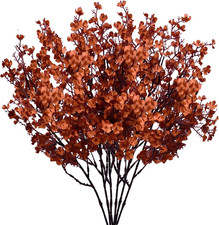 Mandy'S 6 Bundles Artificial Burnt Orange Baby S Breath Flowers 18.5 Inch Silk