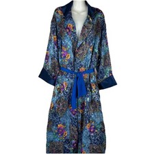 Victoria's Secret Gold Label Kimono Robe Paisley Floral Semi Sheer Belted Sz P S