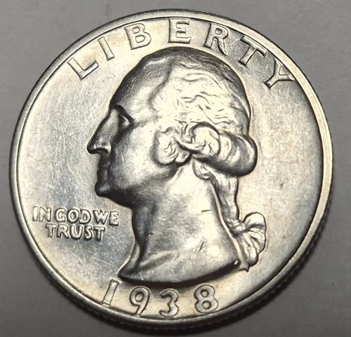 1938S Washington Silver Quarter. Choice AU Semi-Key