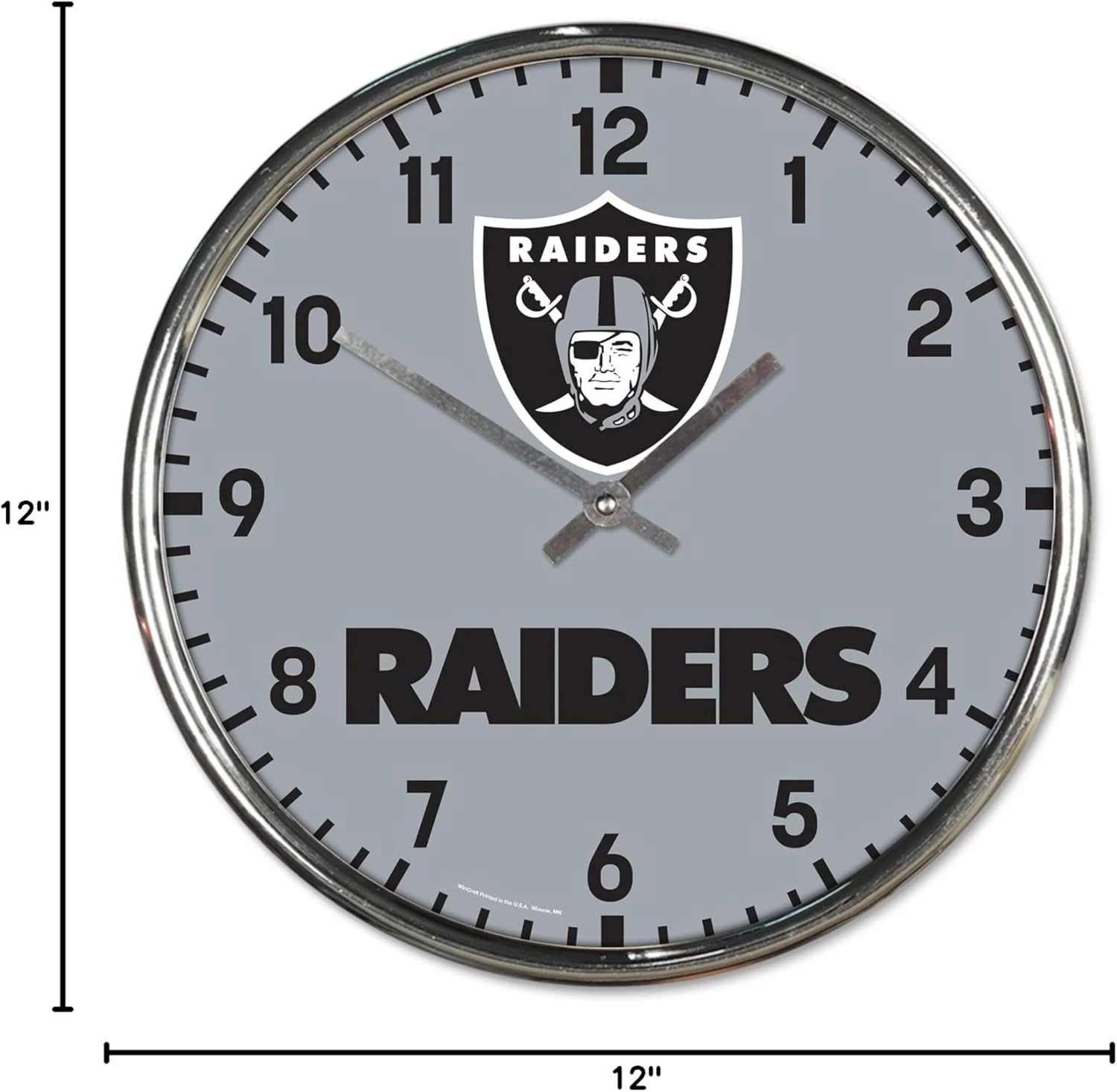 Las Vegas Raiders Round Chrome Clock