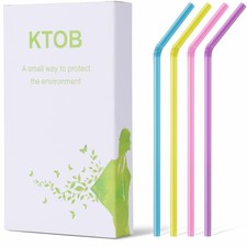 KTOB Biodegradable Flexible Drinking Straws - 200 Count 100 Plant-Based Comp...