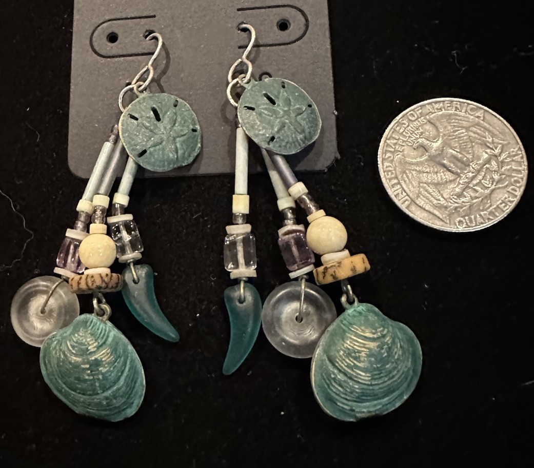 Artisan Bone Shell Ocean  Native American Fringed… - image 9