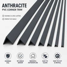PVC Corner Angle 2.5M Anthracite Trim Plastic Edge Protector 90°