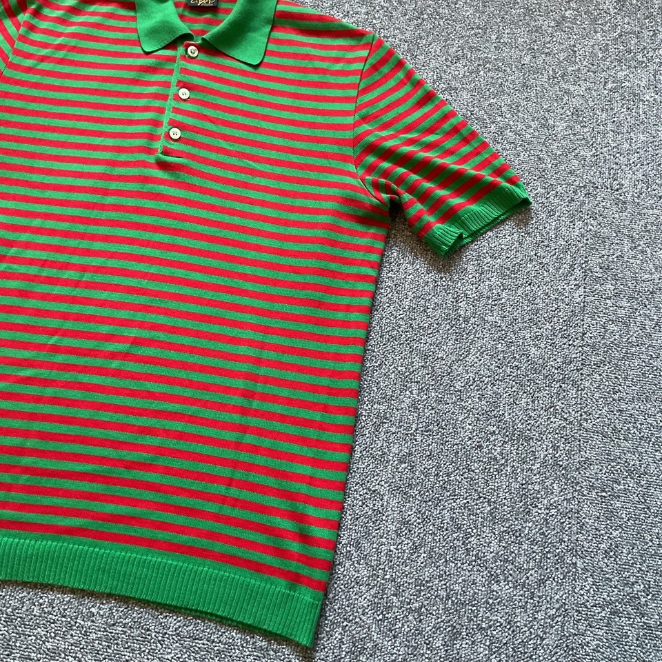 Vintage Green/Red GRP Firenze Cotton Striped Polo Shirt - Size Medium ...