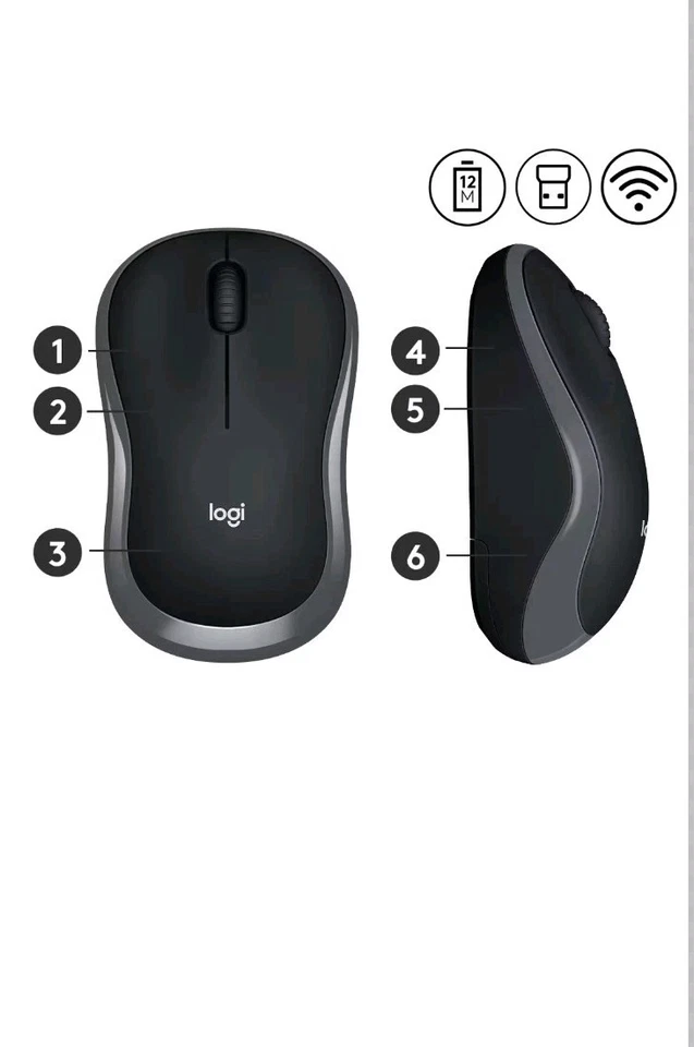 Logitech M185 Wireless Mouse, 2.4GHz with USB Mini Receiver, 12-M Battery Life - Image 2 of 2