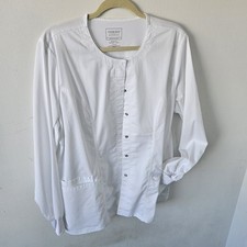 Cherokee Workwear Infinity White Scrub Jacket Women's L, Snap Front, 3 pockets