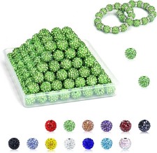 10mm Clay Rhinestone Beads for Jewelry Making, 100 Pcs Baseball Beads for Brac