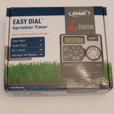 Orbit Easy Dial 28954 Sprinkler Controller 4 Zone LCD Rain Delay Dual Programs
