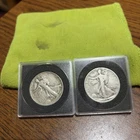 1942-1945 walking liberty half dollar coin silver / two coin lot