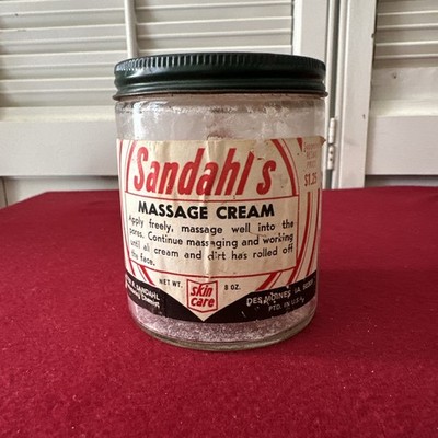 Vintage Sandals Massage Cream Advertising Glass Jar Only  Skin Care 8oz  Chemist