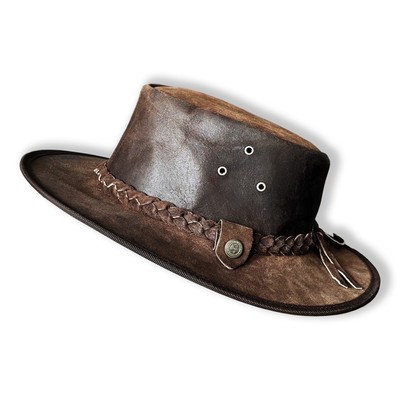 i-Smalls Leather Cowboy Hat Western Outback Style with Braided Band Vintage