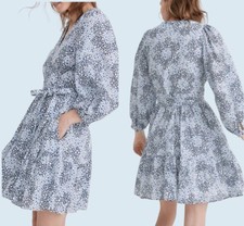 MADEWELL Crinkle Wrap Floral Puff Sleeve Mini Dress Sz 6