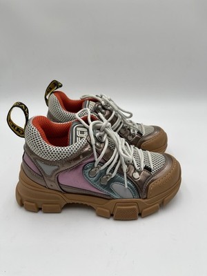 Women s Gucci Flashtrek metallic leather / Mesh sneakers multicolor Size 35.5