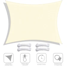 13x10Ft UV Block Rectangle Sun Shade Sail Canopy Outdoor Patio Pool Rice White