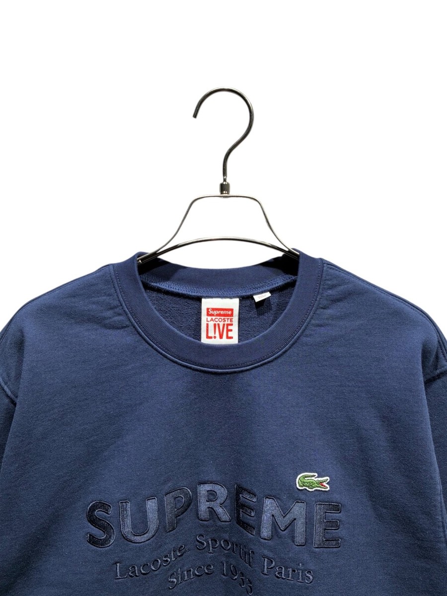 SUPREME × LACOSTE Crewneck Pullover Sweatshirt Size: M Navy Men 