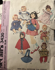 Vintage McCalls 3430 Baby Doll Clothes & Carr...