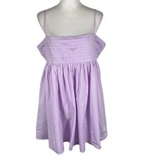 ASOS Design Babydoll Mini Dress Womens Size 12 Purple Smocked Pleated Waist