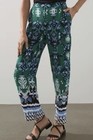 Chico's Pants Womens Size 1 Ikat Print Wide Leg Crop Green Blue White — photo 1