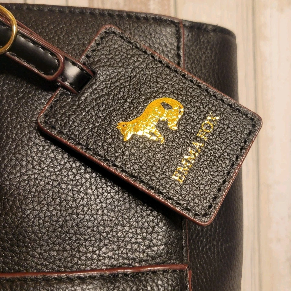 Bolso de Mano de Cuero Emma Fox Park Avenue Bolso de Trabajo para Laptop Bolso de Mano para Pasar la Noche Cartera Negro Foto 4 de 4