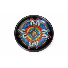 Hand-Painted Mandala Wooden Bowl  Black Folk Art Decorative Dish  Boho Decor