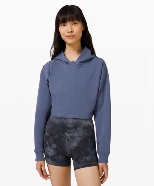 Lululemon 4 XXS All Yours Cropped Hoodie Ink Blue Jumper Casual Travel Womens
