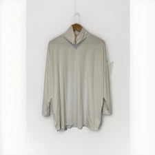 J. Jill Womens Tunic Turtleneck XL Ivory Luxe Supima High Low Cotton Modal