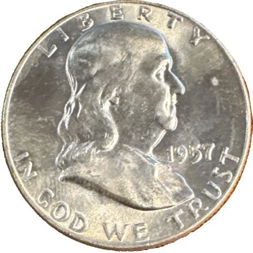 1957 Franklin 50¢ ✔ 90% Silver ✔ About Uncirculated (AU) Condition✔ @ MELT VALUE