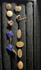 VICTORIAN ANTIQUE GF MIXED LOT SINGLE CUFF LINKS/COLLAR STUDS 1 ACRYLIC SET MISC — photo 1