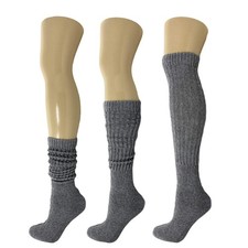 Gray Cotton Slouch Socks for Women Extra Heavy Extra Long