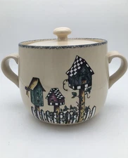 VINTAGE HOME & GARDEN PARTY STONEWARE  BIRDHOUSE BEAN POT/COOKIE JAR