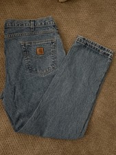 Carhartt Men's Jeans 38x30 Blue Denim Relaxed Fit Straight Leg RN 14806 B 18-STW