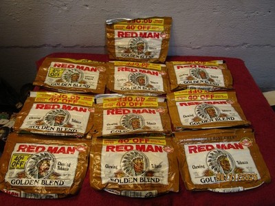 10 grams of tobacco Lot of 10 Vintage Empty Golden Blend Red Man Chewing Tobacco Empty No  Tobacco