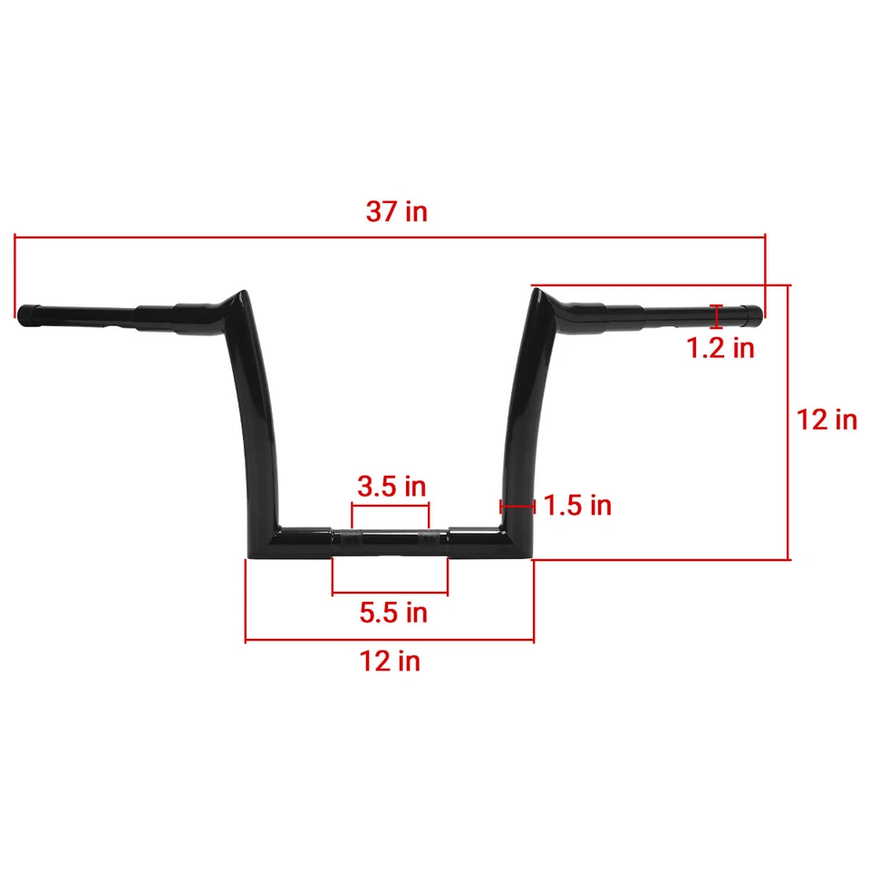 12" Meathook Ape Hanger Bars Handlebars For 2015-2023 Harley Touring Road Glide - Image 2 of 4