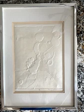 1970's VTG Relief Handmade Cream Cast Wall Hanging Signed & Numbered Framed Art