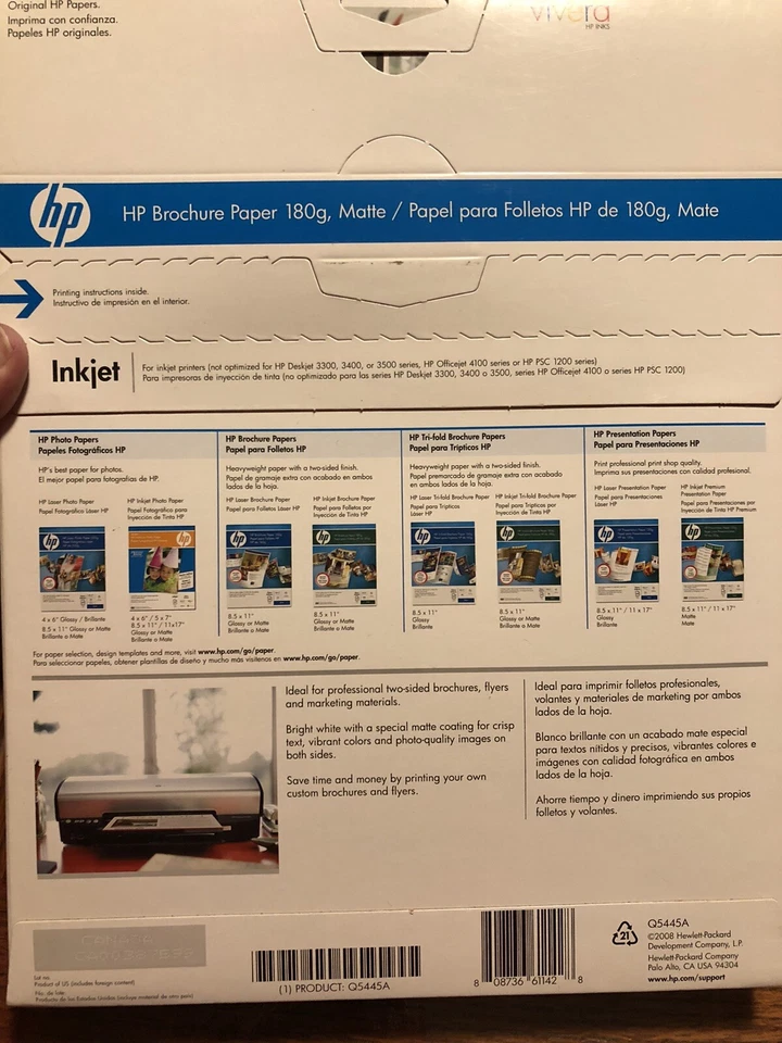 HP Inkjet Tri-Fold Brochure Paper Matte Finish 8.5" x 11"  100pcs New, Sealed - Image 3 of 4