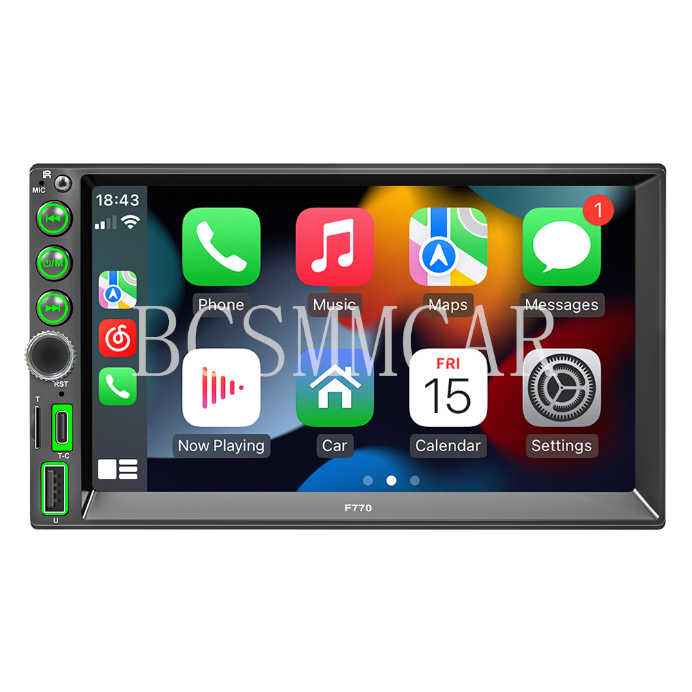 2 DIN Touch Screen Car Stereo with Apple CarPlay Android Auto Mirror Link
