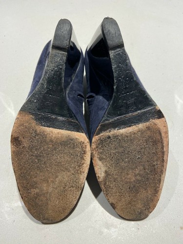 Pierre Hardy Navy Blue Suede Lacquered Wedge High heeled Shoeboot Women's 38 - Picture 8 of 10