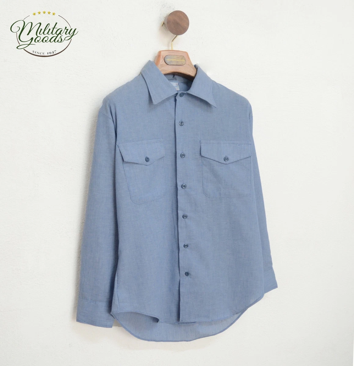Camicia da Lavoro US NAVY Chambray Manica Lunga Marina Americana