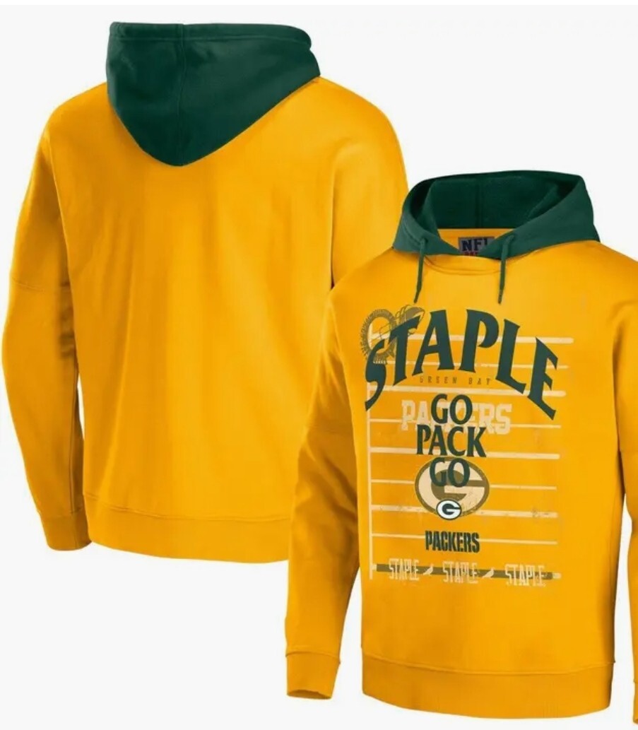 Men's NFL x Staple Gold Green Bay Packers Hoodie Size M | eBay