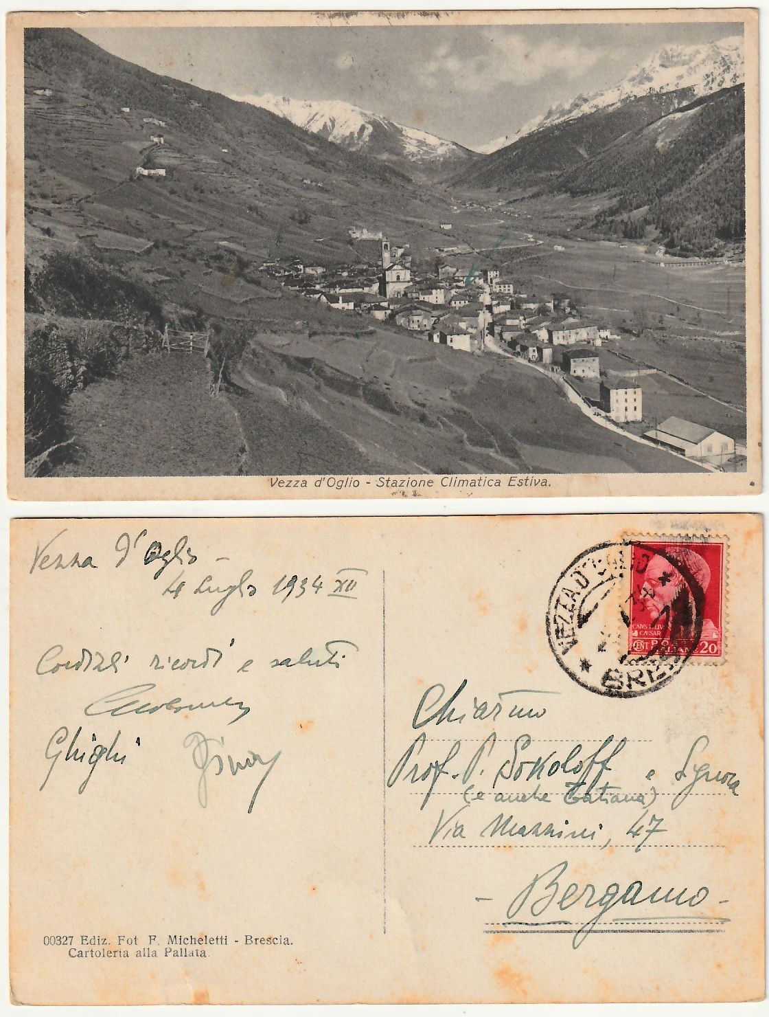 VEZZA D'OGLIO - BRESCIA - VIAGG. 1934 -10366-
