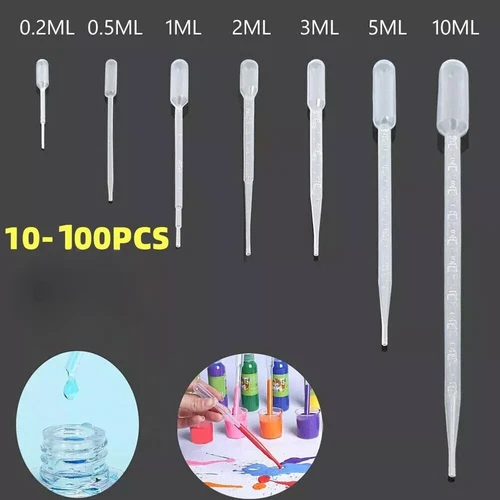 0.2-10ML Plastic Pipettes Eye Dropper Disposable Transfer Liquid Drops 10-500PCS - Picture 3 of 21