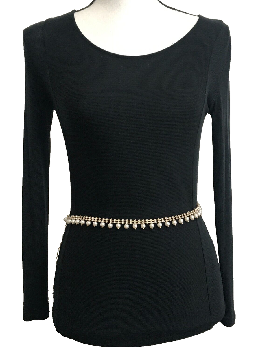 Women's Chain Belt One Size Gold Faux Pearl Jeweled Rhinestone Dress Retro  Metal | eBay