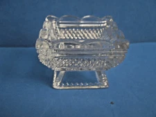 FOSTORIA HARTFORD PATTERN GLASS SQUARE PEDESTAL OPEN SALT CELLAR, c1900-1910
