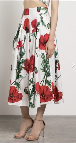 Dolce & Gabbana Rock Rot Mohn Baumwolle A-Linie Maxi Lang Popeline 44IT UK12 L - Bild 3 von 5