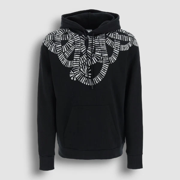 Felpa con cappuccio e coulisse Marcelo Burlon uomo nera ali di serpente taglia S $445