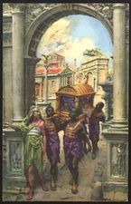 cartolina d'epoca-post card-illustratore MASTROIANNI-QUO VADIS?5 PETRONIO IN LET