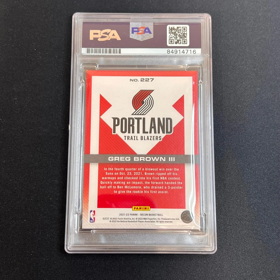 2021-22 Panini Recon #227 Greg Brown III Signed Card AUTO PSA Slabbed Trail Blaz - Image 2 of 2